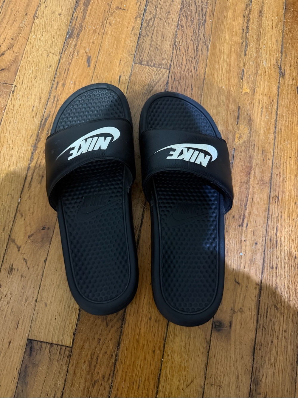 Nike Men's Black Slides with White Logo